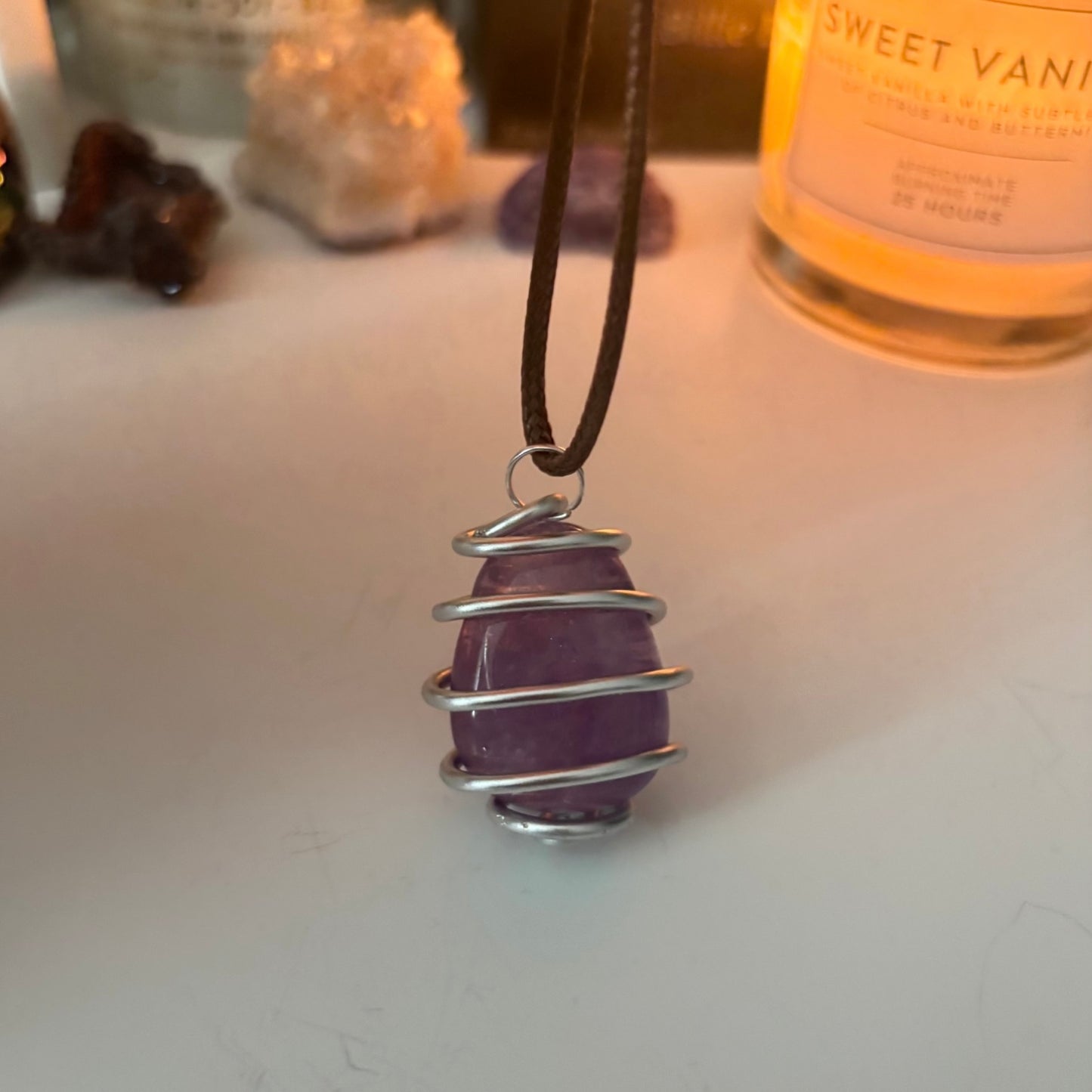 amethyst spiral necklace