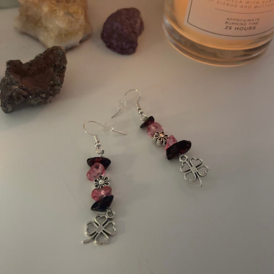 floral crystal dangly earrings