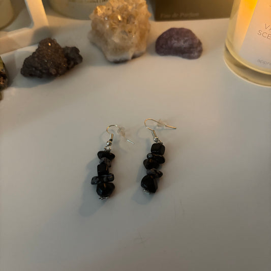 black dangly earrings