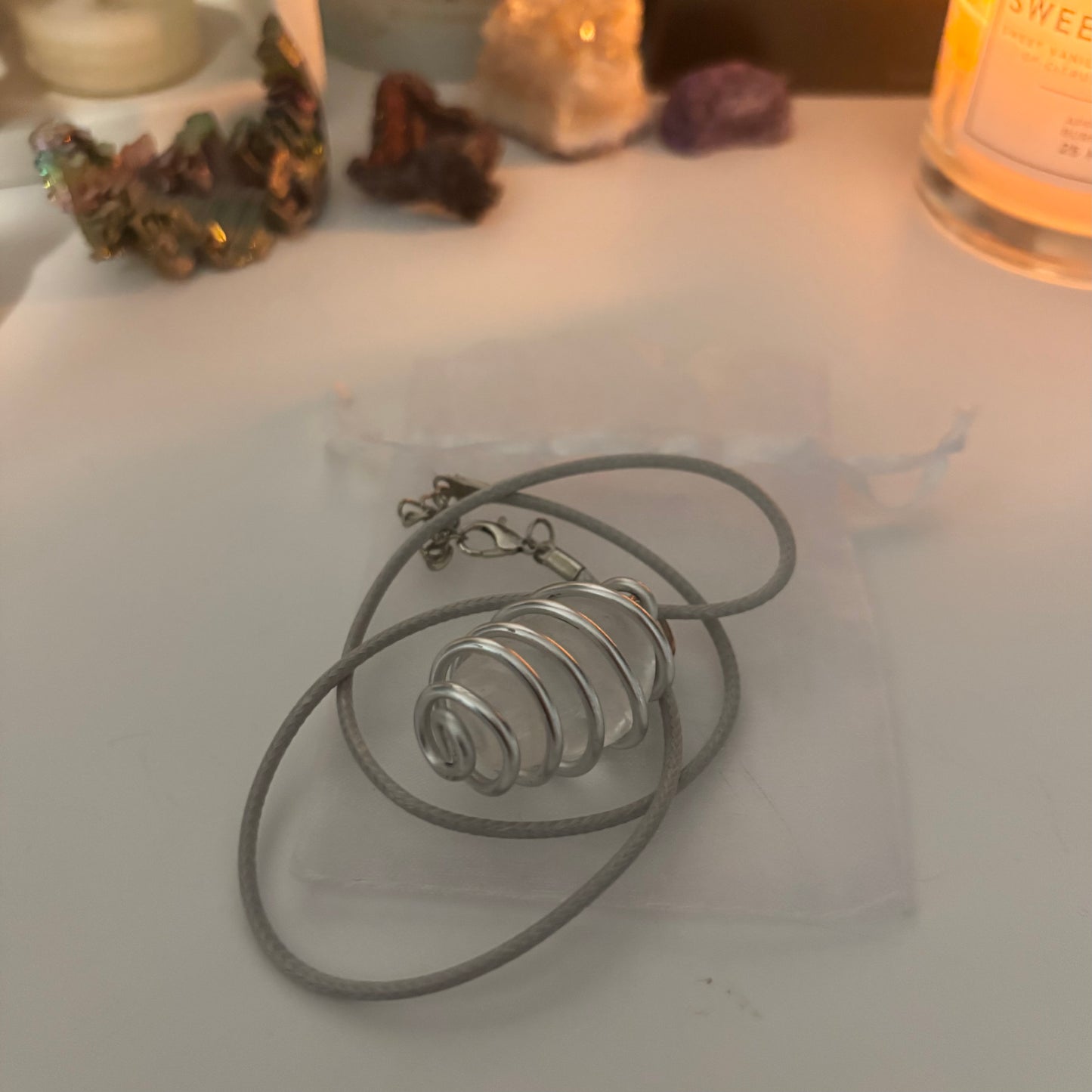 clear quartz spiral necklace