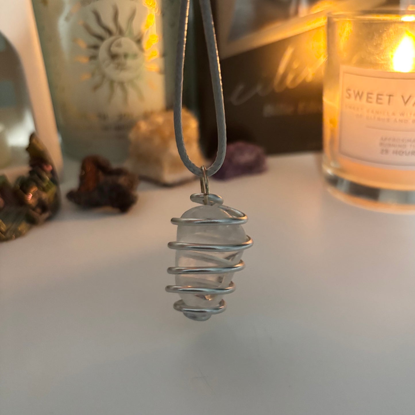 clear quartz spiral necklace