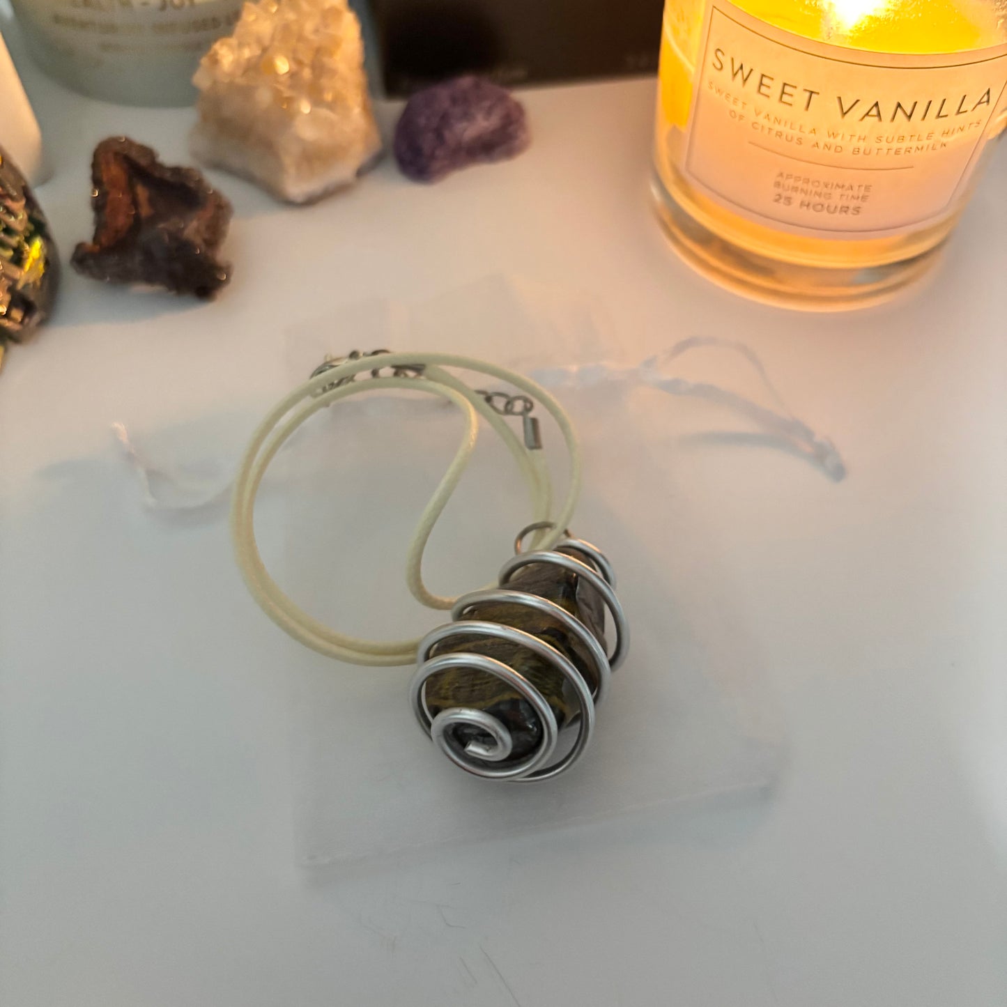 tigers eye spiral necklace